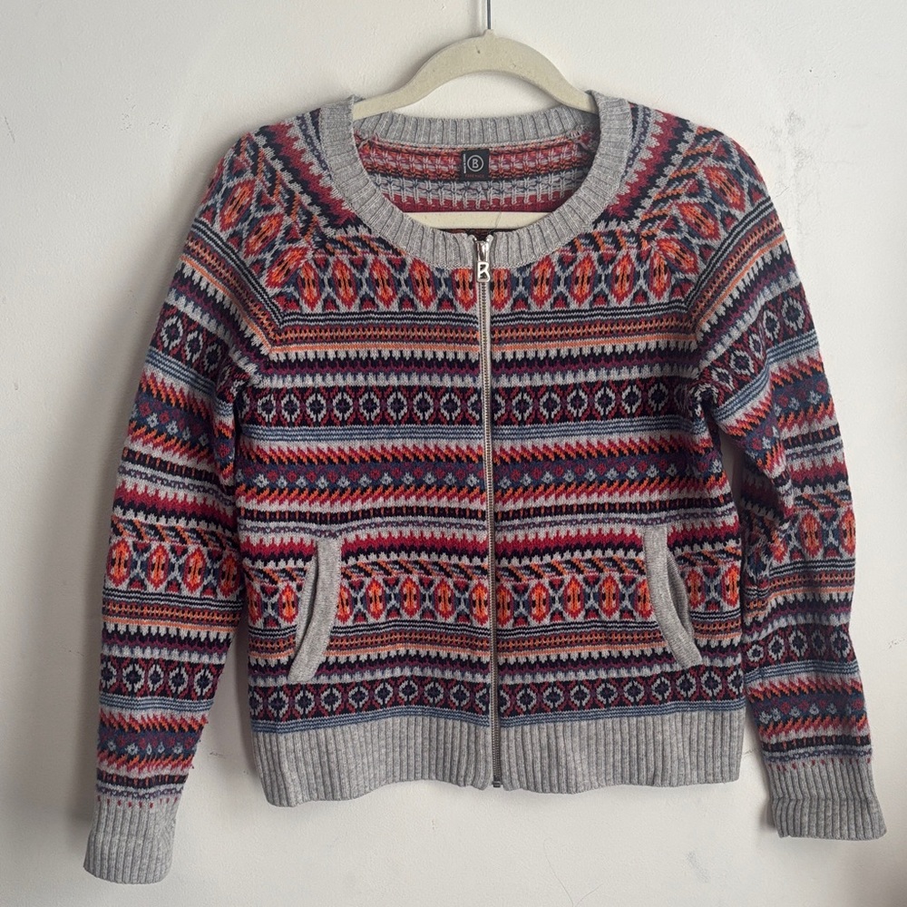 Bogner Fire & Ice | Wool Blend Knit Zip Up Cardigan Sz L